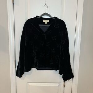 Easyspirit Women’s Velvet Jacket XL Embroidered Dolman Sleeve Whymsigoth